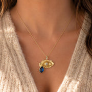 Blue Crystal Eye Gold Pendant Necklace — image 9