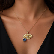 Blue Crystal Eye Gold Pendant Necklace — image 1