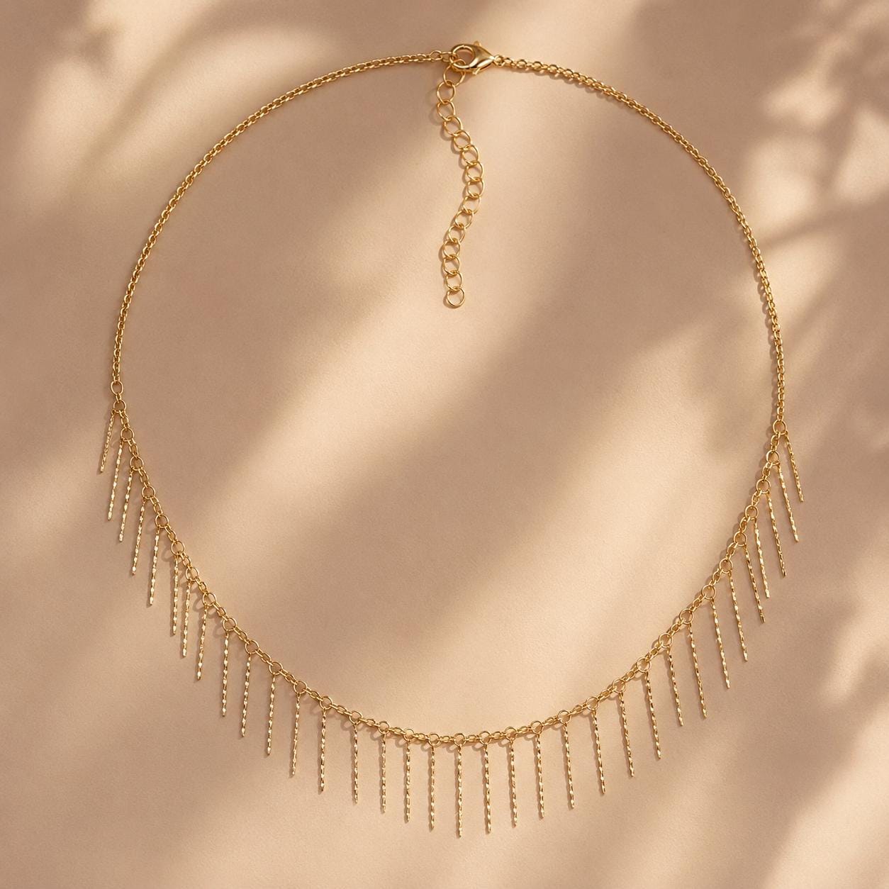 Gold Tassel Necklace – Minimalist Chain — image 9