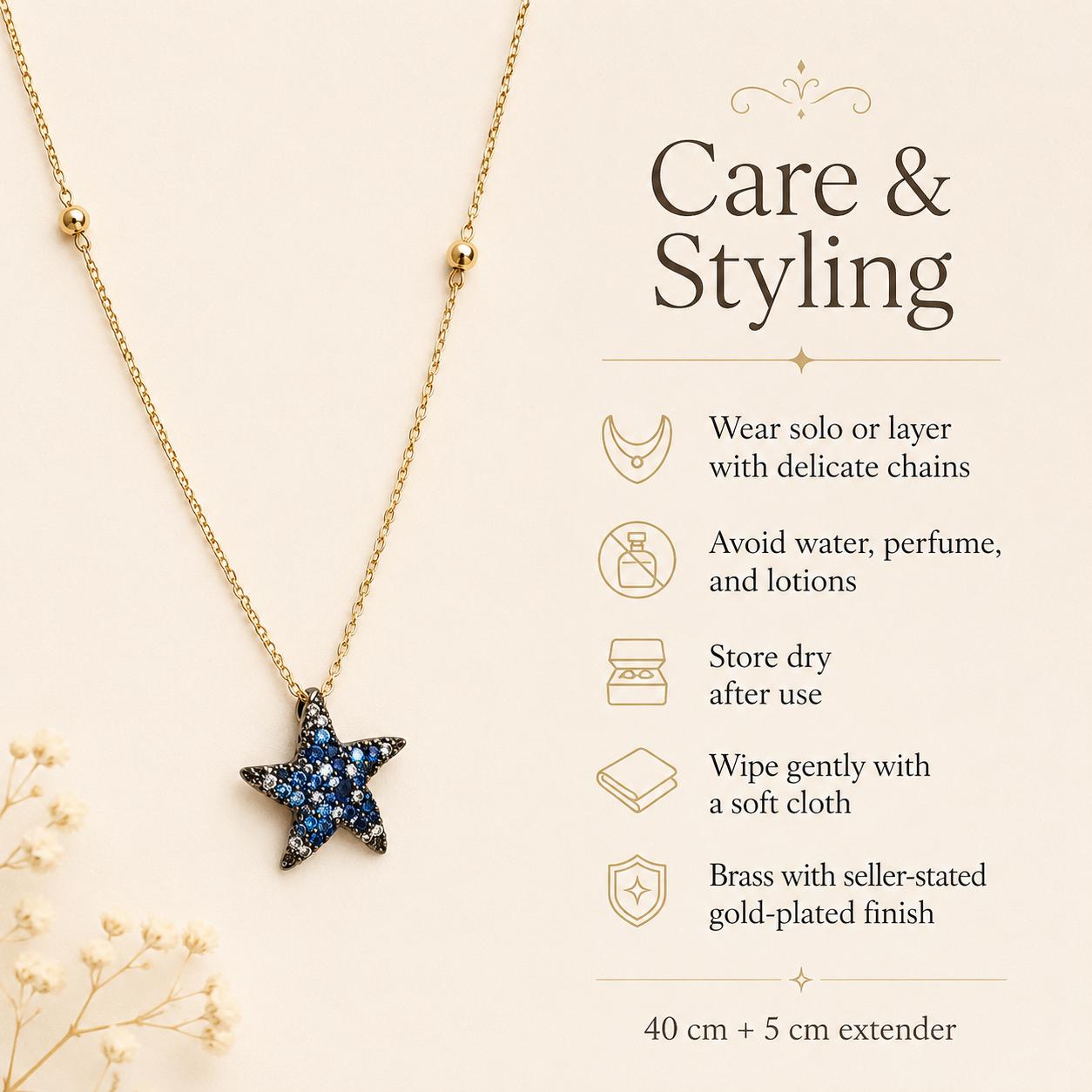 Navy Star Gold Pendant Necklace — image 4