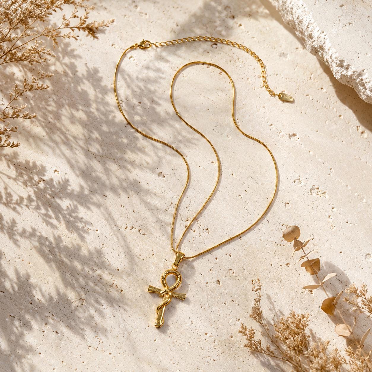 Ankh Snake Gold Pendant Necklace — image 8