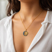 Embroidered Sun Gold Pendant – Long Chain — image 5
