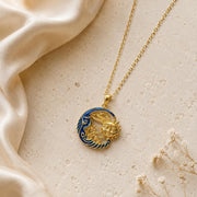 Embroidered Sun Gold Pendant – Long Chain — image 4