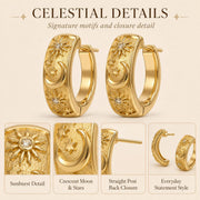Celestial Sun & Moon Gold Hoop Earrings — image 5