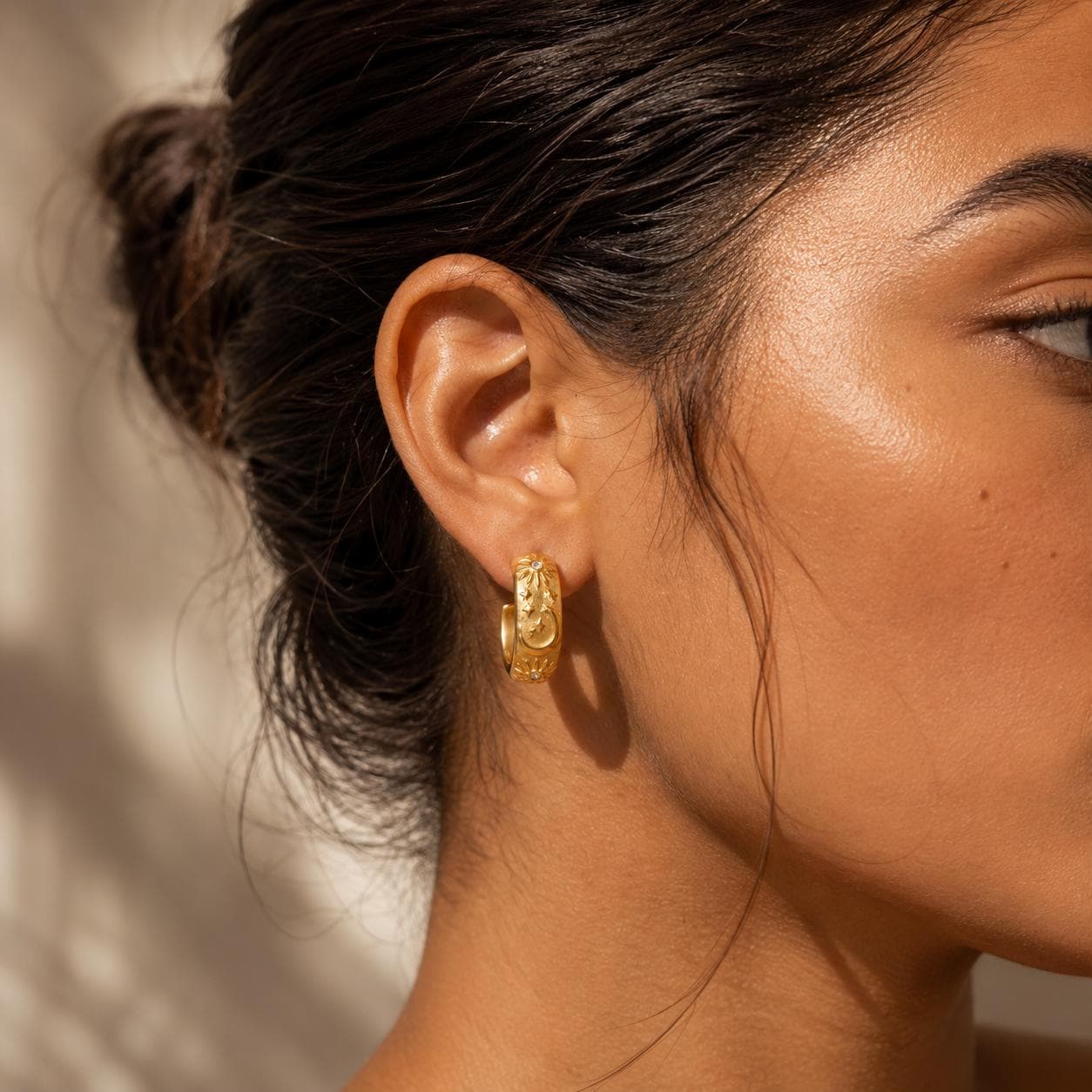 Celestial Sun & Moon Gold Hoop Earrings — image 9