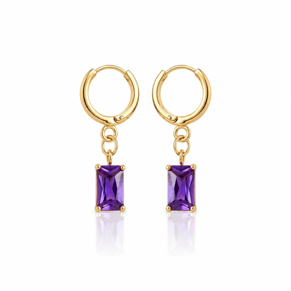 Purple Stone Gold Huggie Earrings — image 1