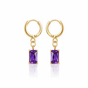 Purple Stone Gold Huggie Earrings — image 1