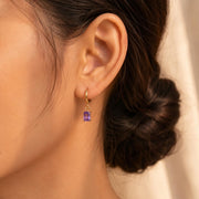 Purple Stone Gold Huggie Earrings — image 6