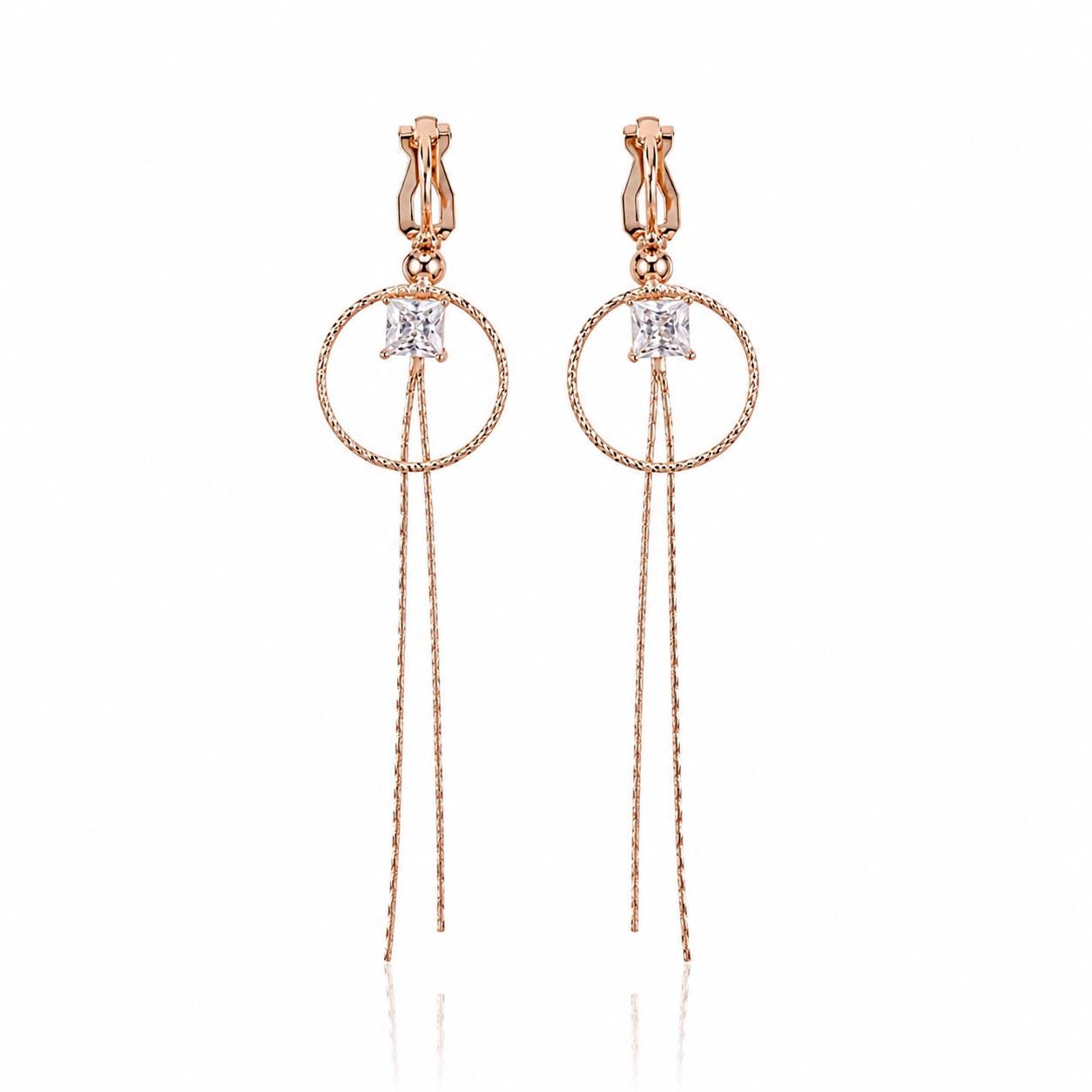 Rose Gold Crystal Chain Drop Earrings — image 6