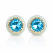 Aqua Resin & Crystal Stud Earrings — image 5