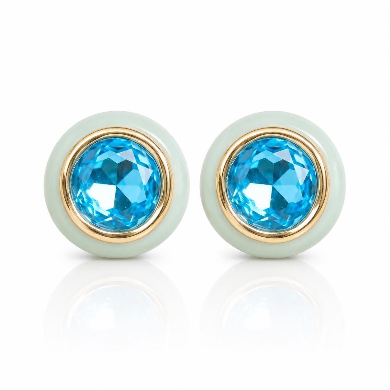 Aqua Resin & Crystal Stud Earrings — image 5