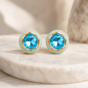 Aqua Resin & Crystal Stud Earrings — image 9