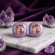 Lavender Resin & Pink Crystal Stud Earrings — image 5
