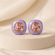 Lavender Resin & Pink Crystal Stud Earrings — image 7