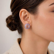 Lavender Resin & Pink Crystal Stud Earrings — image 4