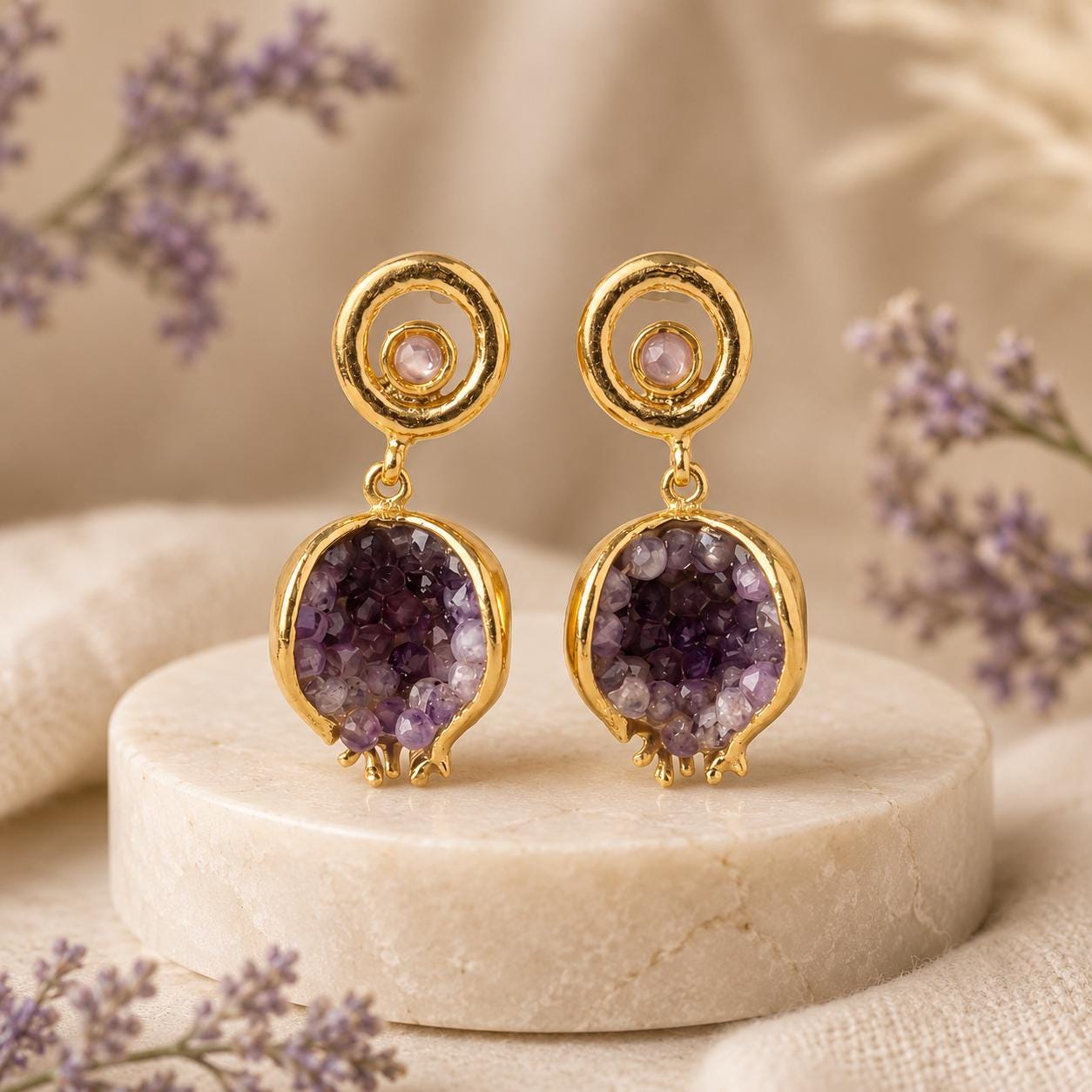 Pomegranate Purple Crystal Earrings — image 7