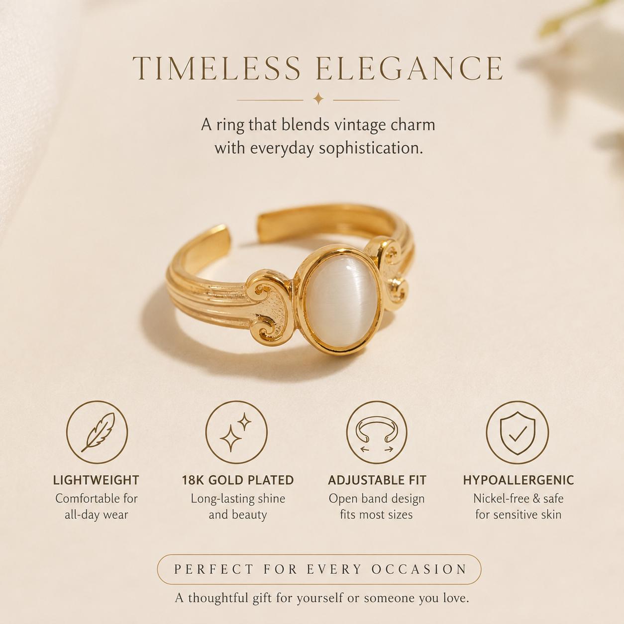 Tiger Eye Oval Stone Gold Ring — image 4