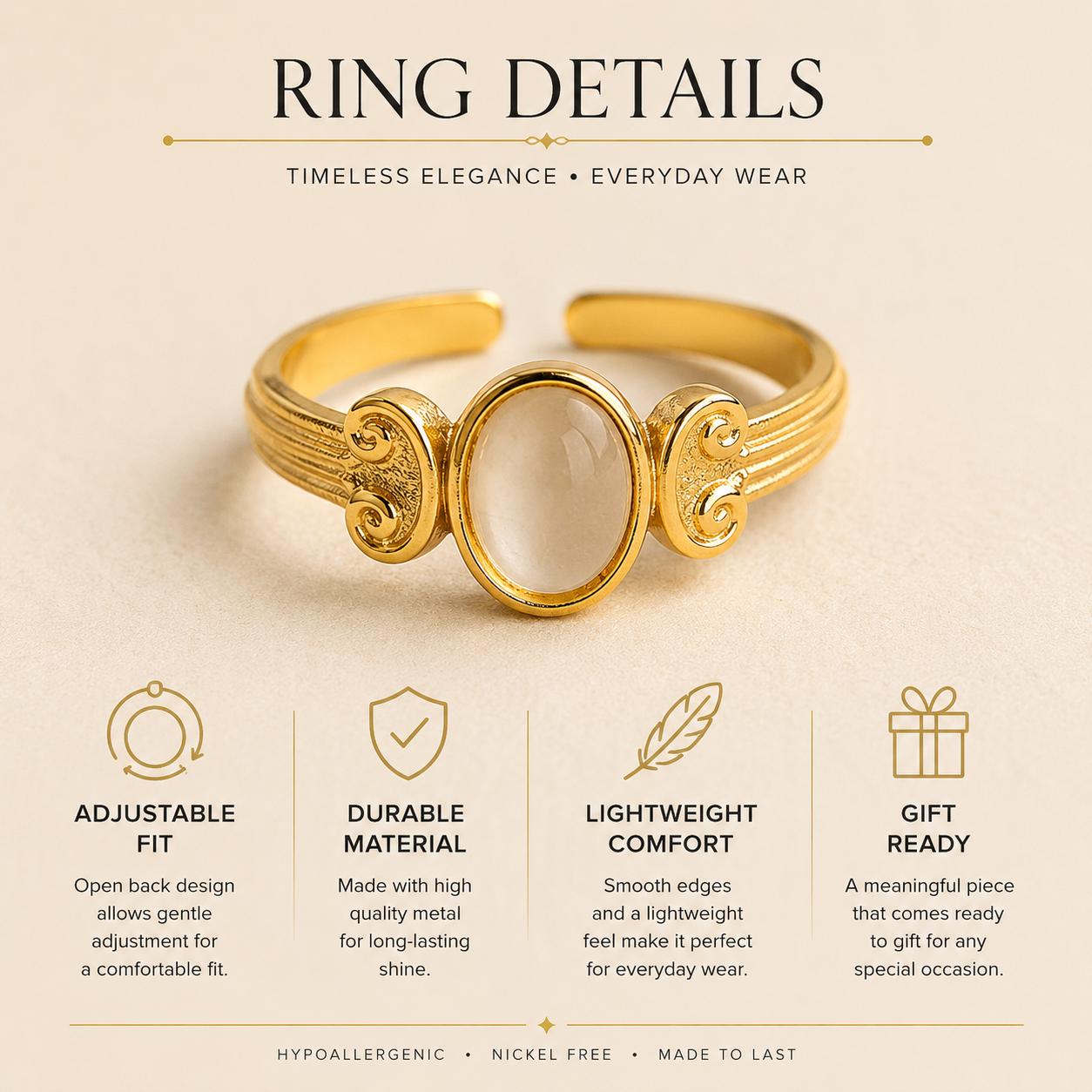 Tiger Eye Oval Stone Gold Ring — image 2