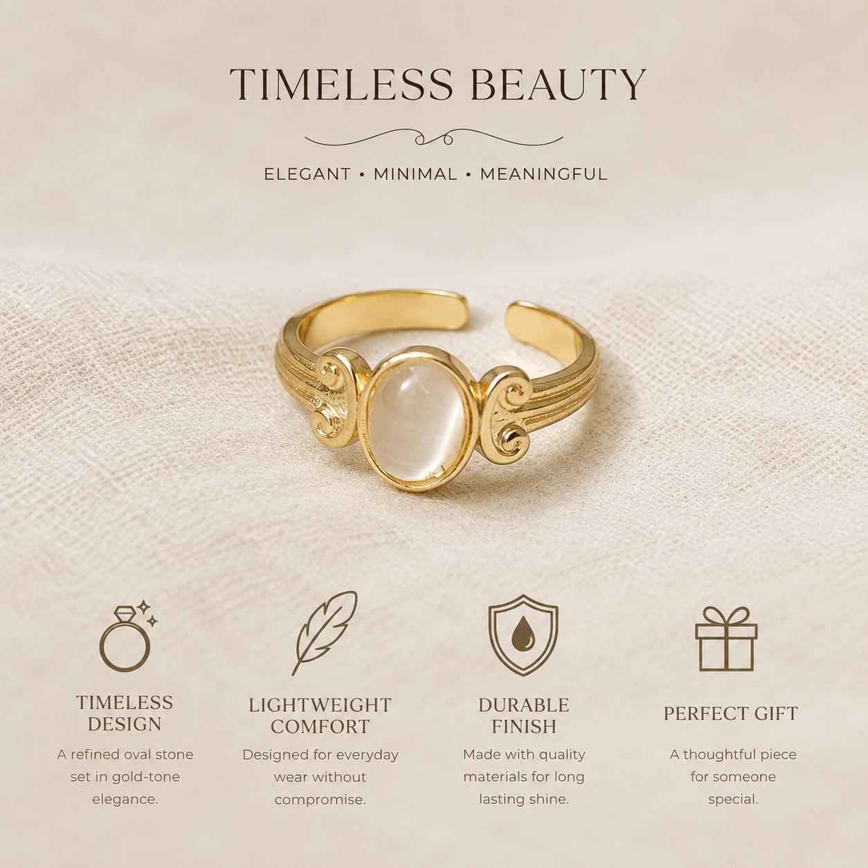 Tiger Eye Oval Stone Gold Ring — image 10