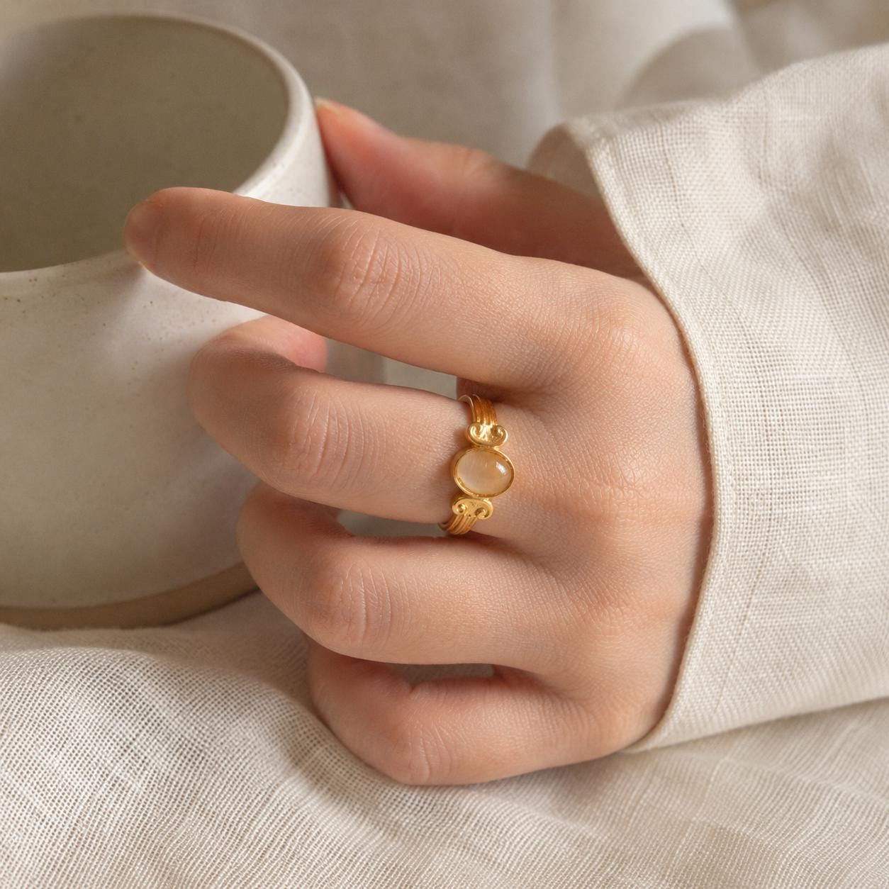 Tiger Eye Oval Stone Gold Ring — image 5