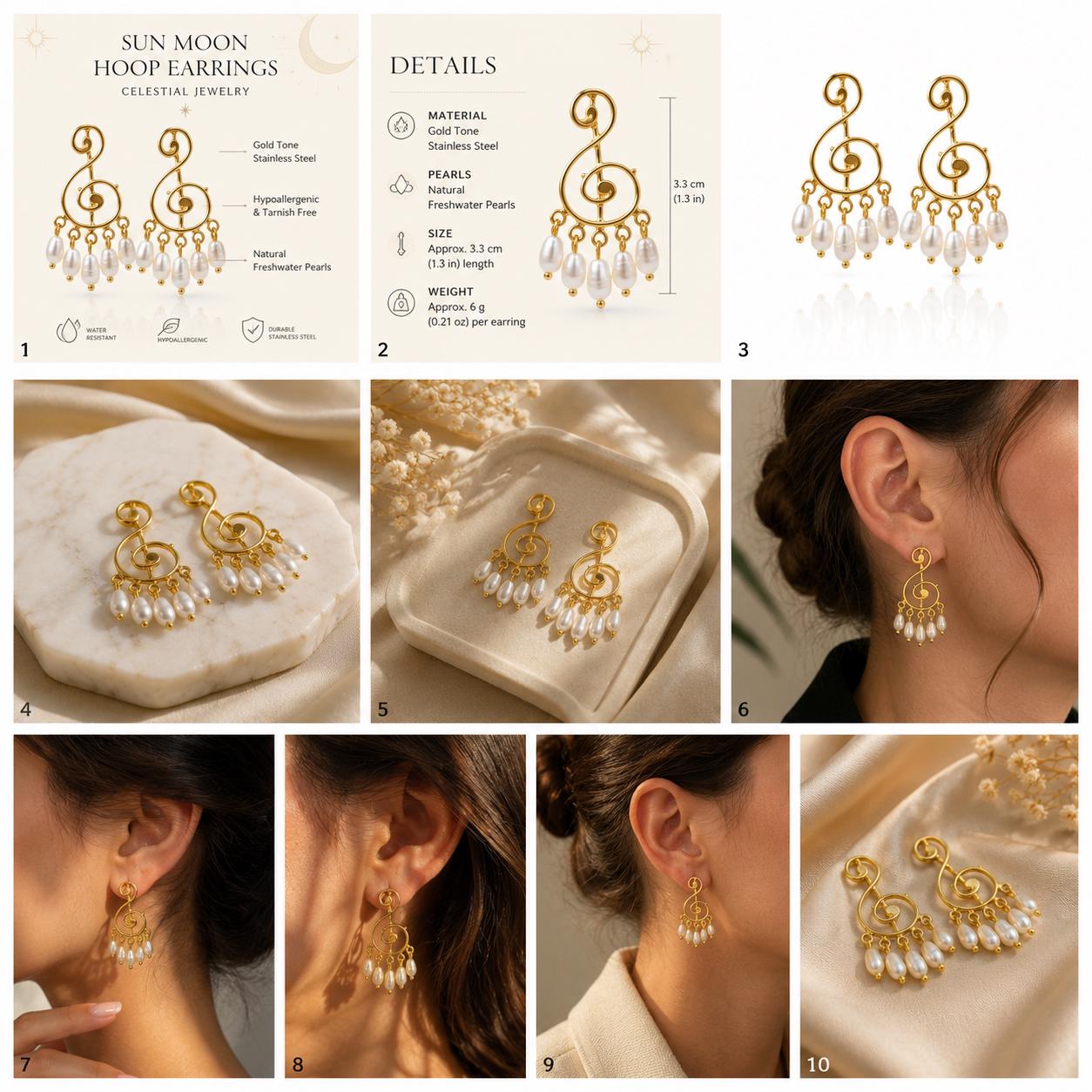 Treble Clef Pearl Drop Earrings — image 10