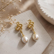 Snake & Freshwater Pearl Earrings — image 8