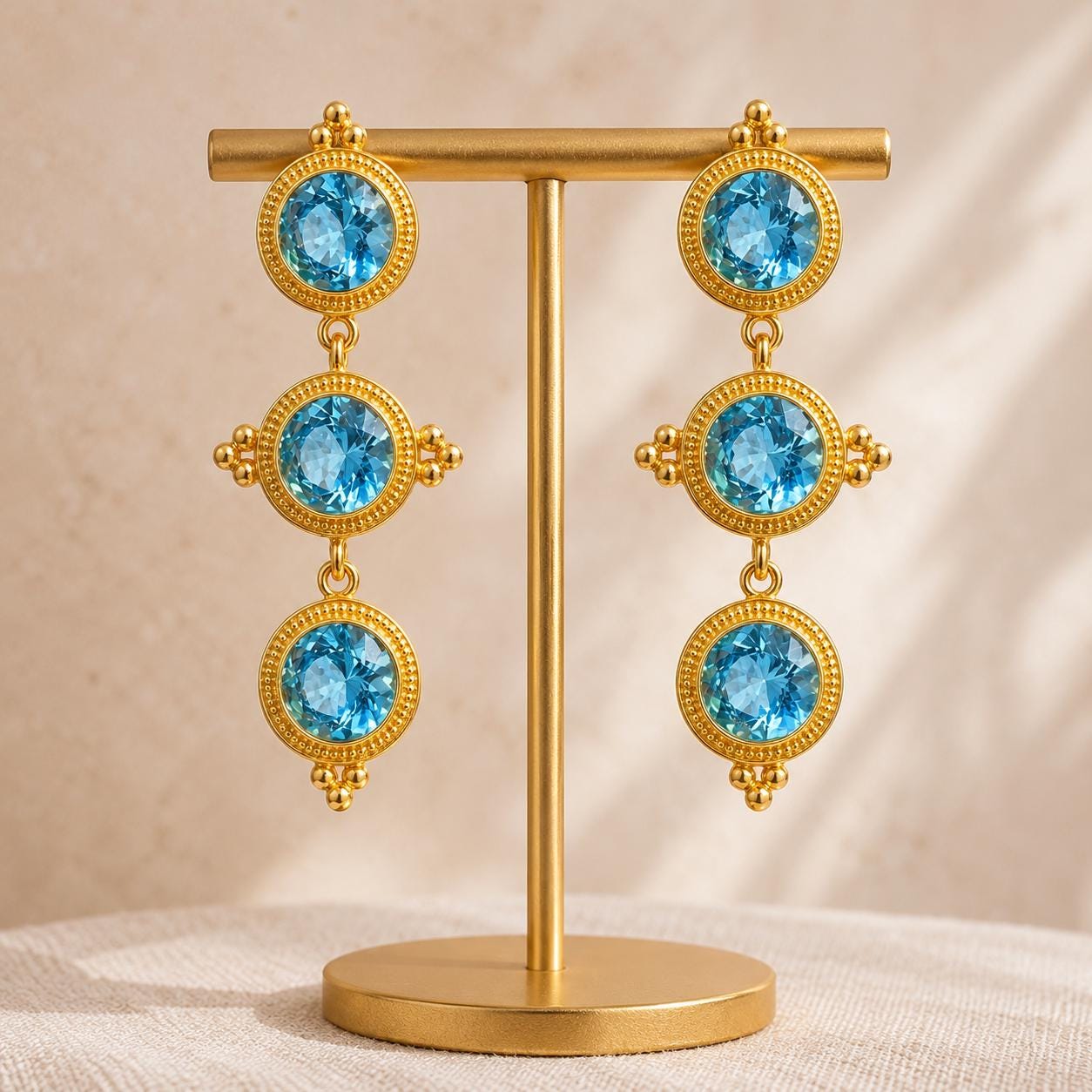 Blue Stone Byzantine Drop Earrings — image 7