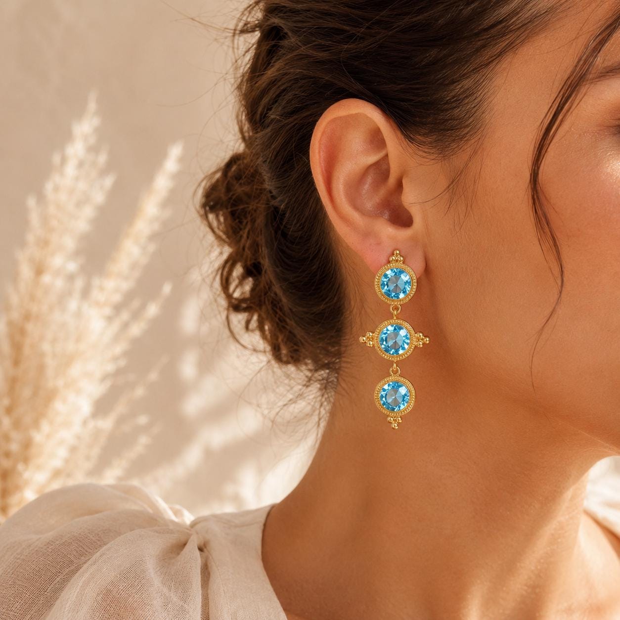 Blue Stone Byzantine Drop Earrings — image 8
