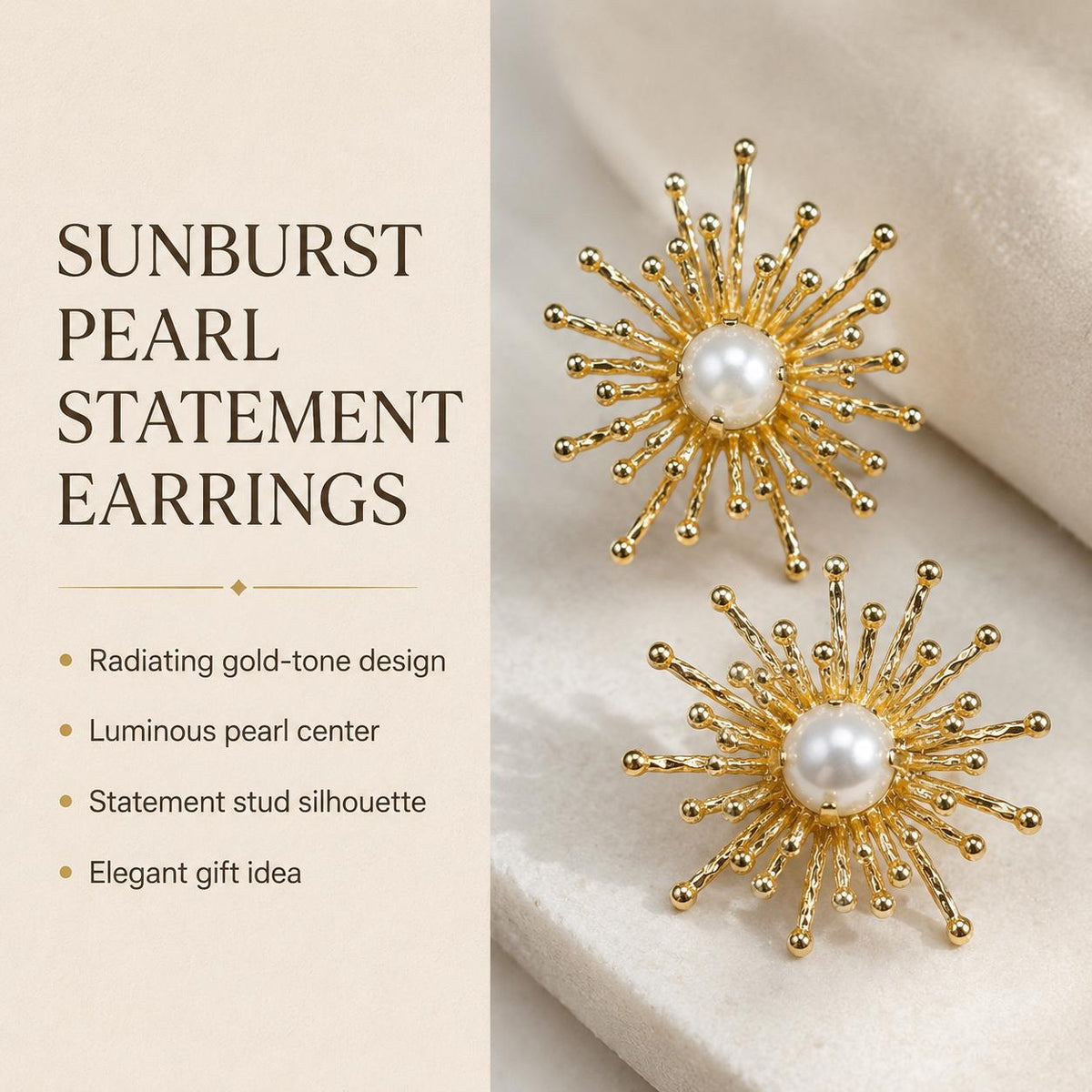 Sunburst Freshwater Pearl Earrings — image 2
