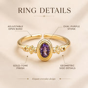 Purple Oval Stone Gold Ring — image 2