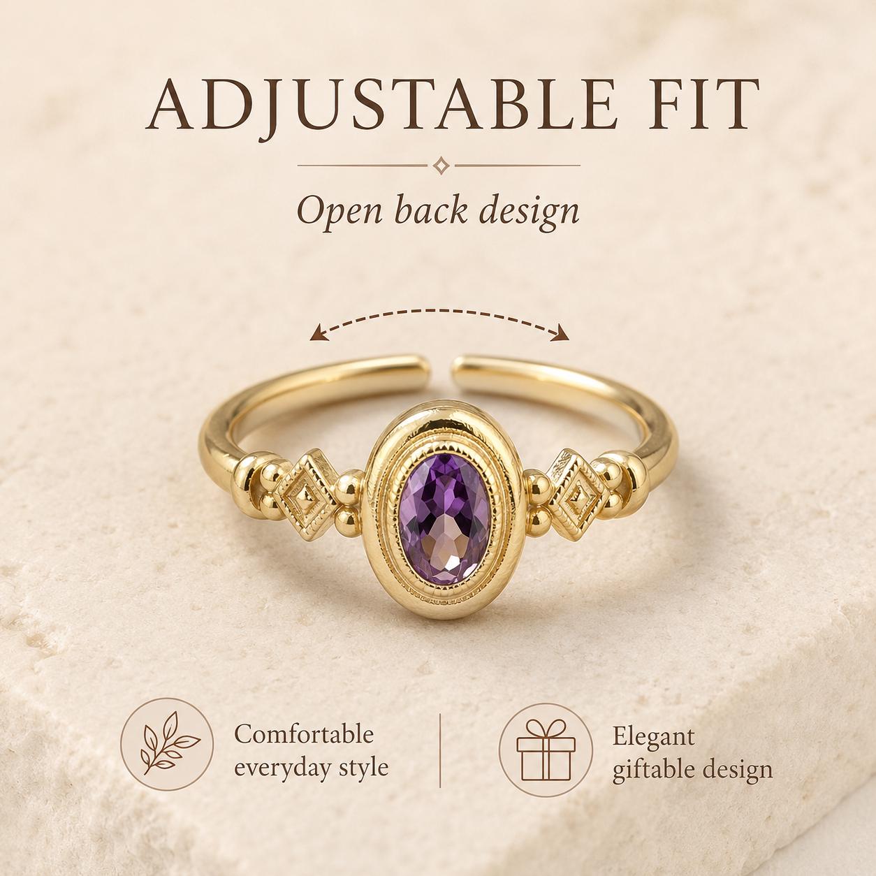 Purple Oval Stone Gold Ring — image 10