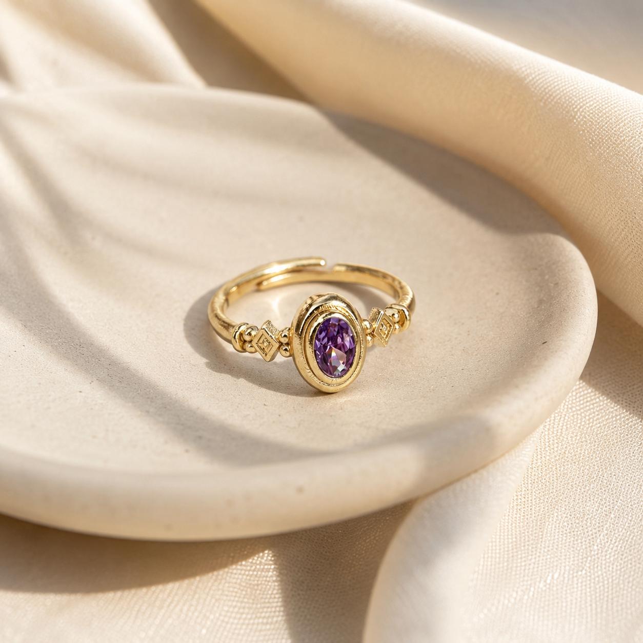 Purple Oval Stone Gold Ring — image 9