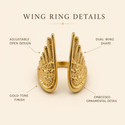 Wing Gold Ring – Adjustable Vintage Style — image 2