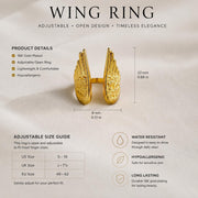Wing Gold Ring – Adjustable Vintage Style — image 7