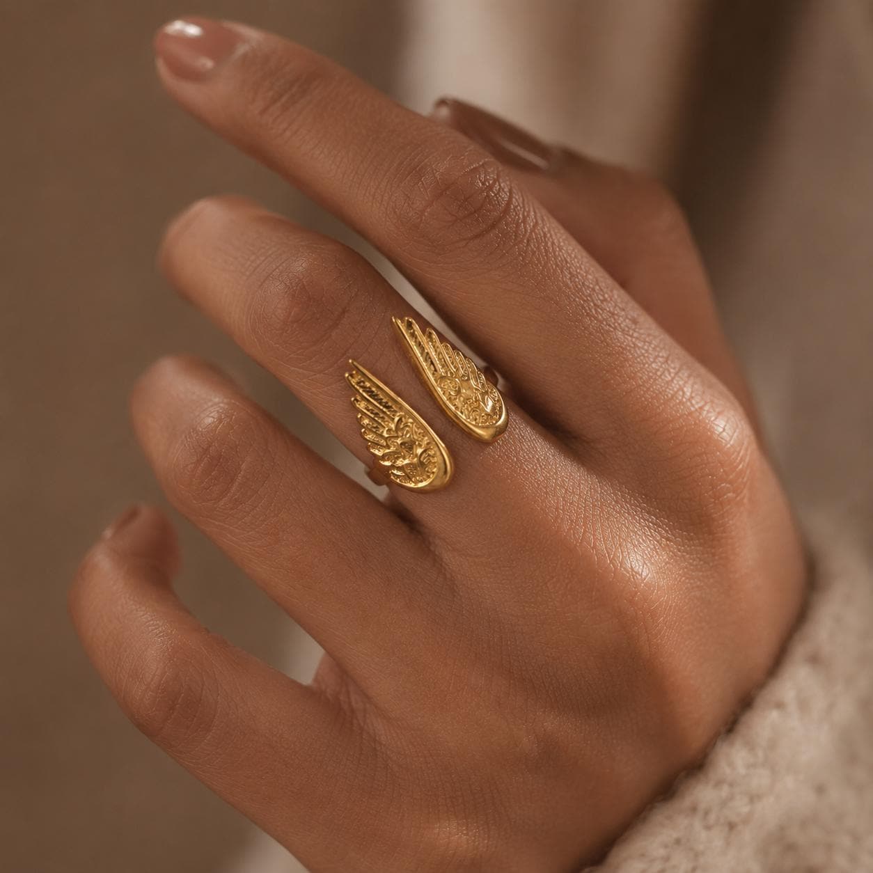 Wing Gold Ring – Adjustable Vintage Style — image 1