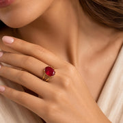 Large Red Crystal Gold Statement Ring — image 6
