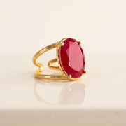 Large Red Crystal Gold Statement Ring — image 7