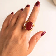 Large Red Crystal Gold Statement Ring — image 8