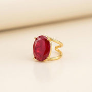Large Red Crystal Gold Statement Ring — image 9