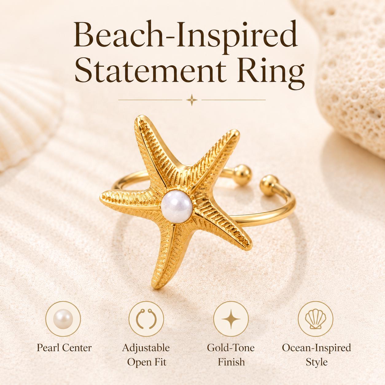 Starfish Pearl Gold Ring — image 2