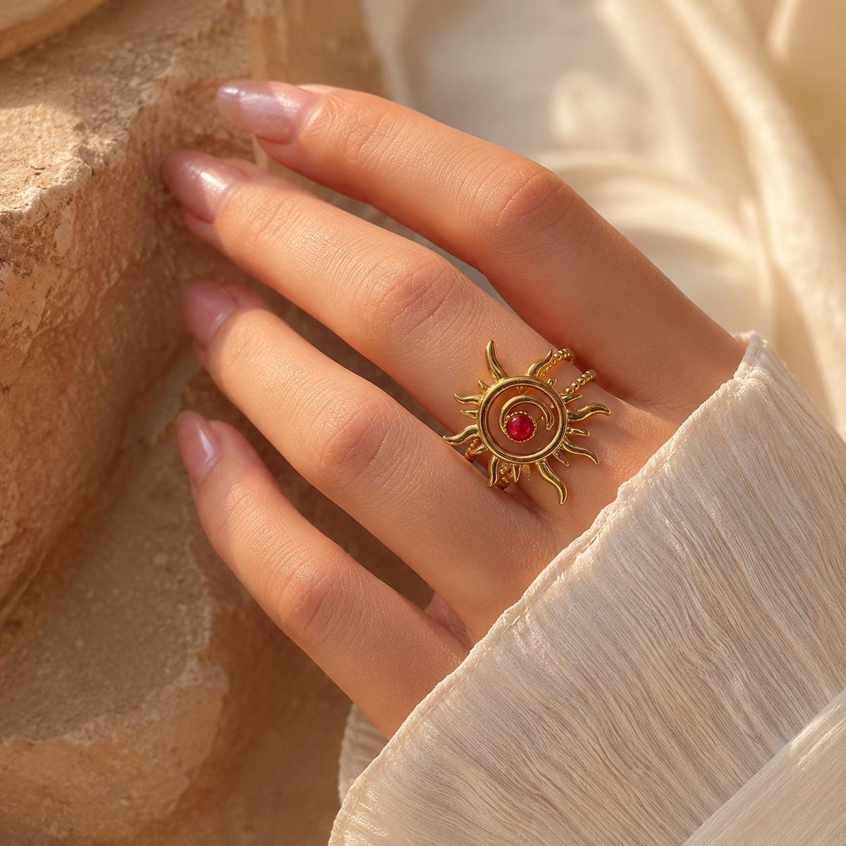 Coral Sun Gold Ring — image 1