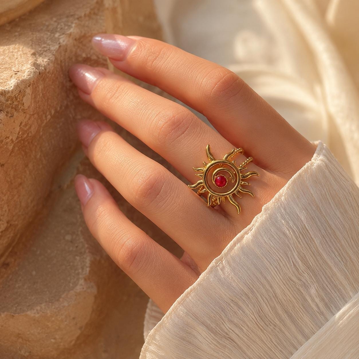 Coral Sun Gold Ring — image 1