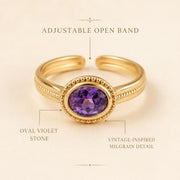 Oval Purple Halo Gold Ring — image 4