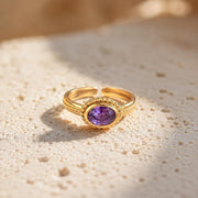 Oval Purple Halo Gold Ring — image 9