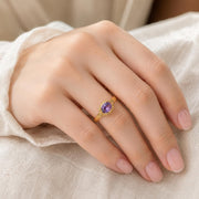 Oval Purple Halo Gold Ring — image 10