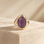 Large Oval Purple Stone Gold Ring — image 6