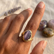 Large Oval Purple Stone Gold Ring — image 1