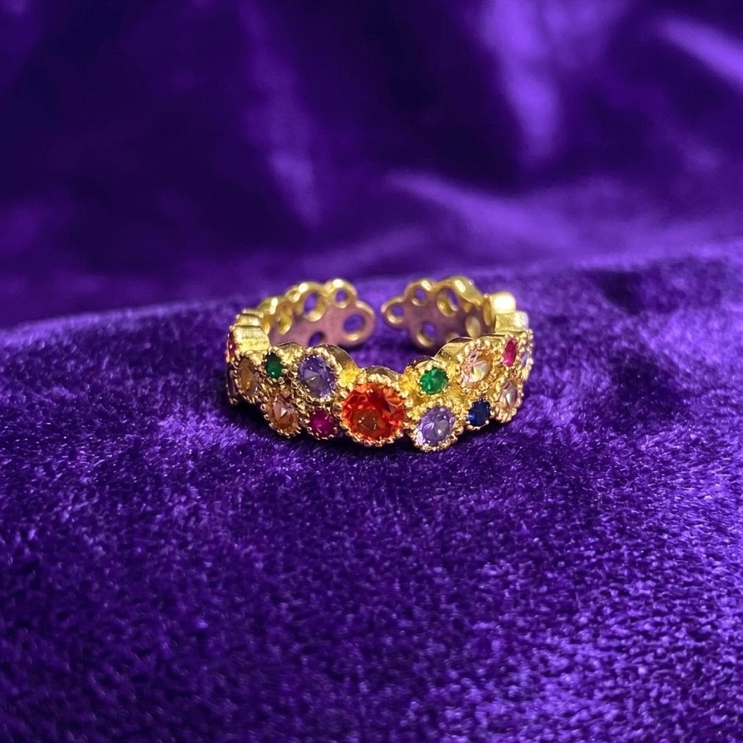 Multicolor Stone Rainbow Gold Ring — image 4