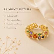 Multicolor Stone Rainbow Gold Ring — image 5