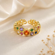 Multicolor Stone Rainbow Gold Ring — image 8